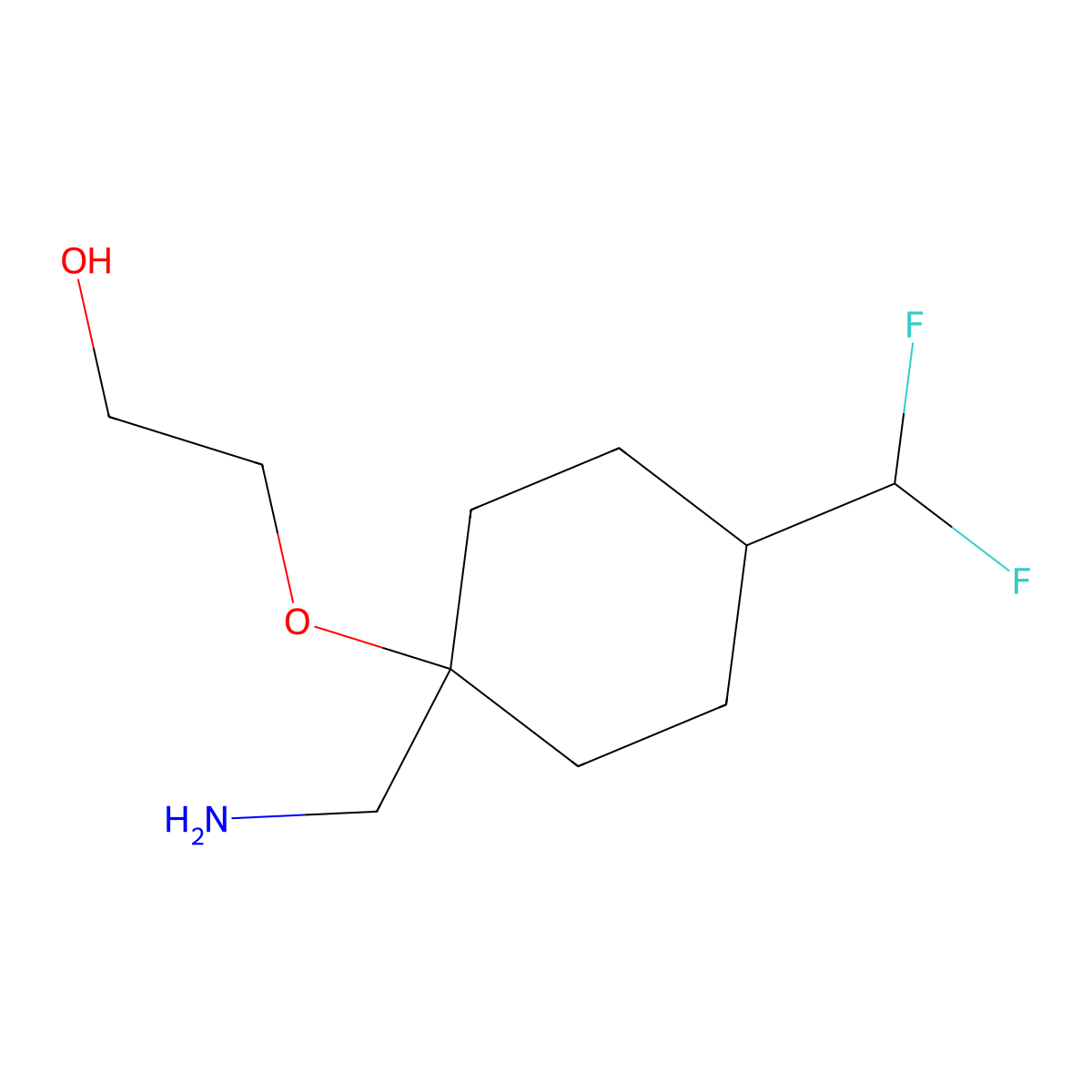 2-{[1-(Aminomethyl)-4-(difluoromethyl)cyclohexyl]oxy}ethan-1-ol molecular structure, CAS 2126160-63-0