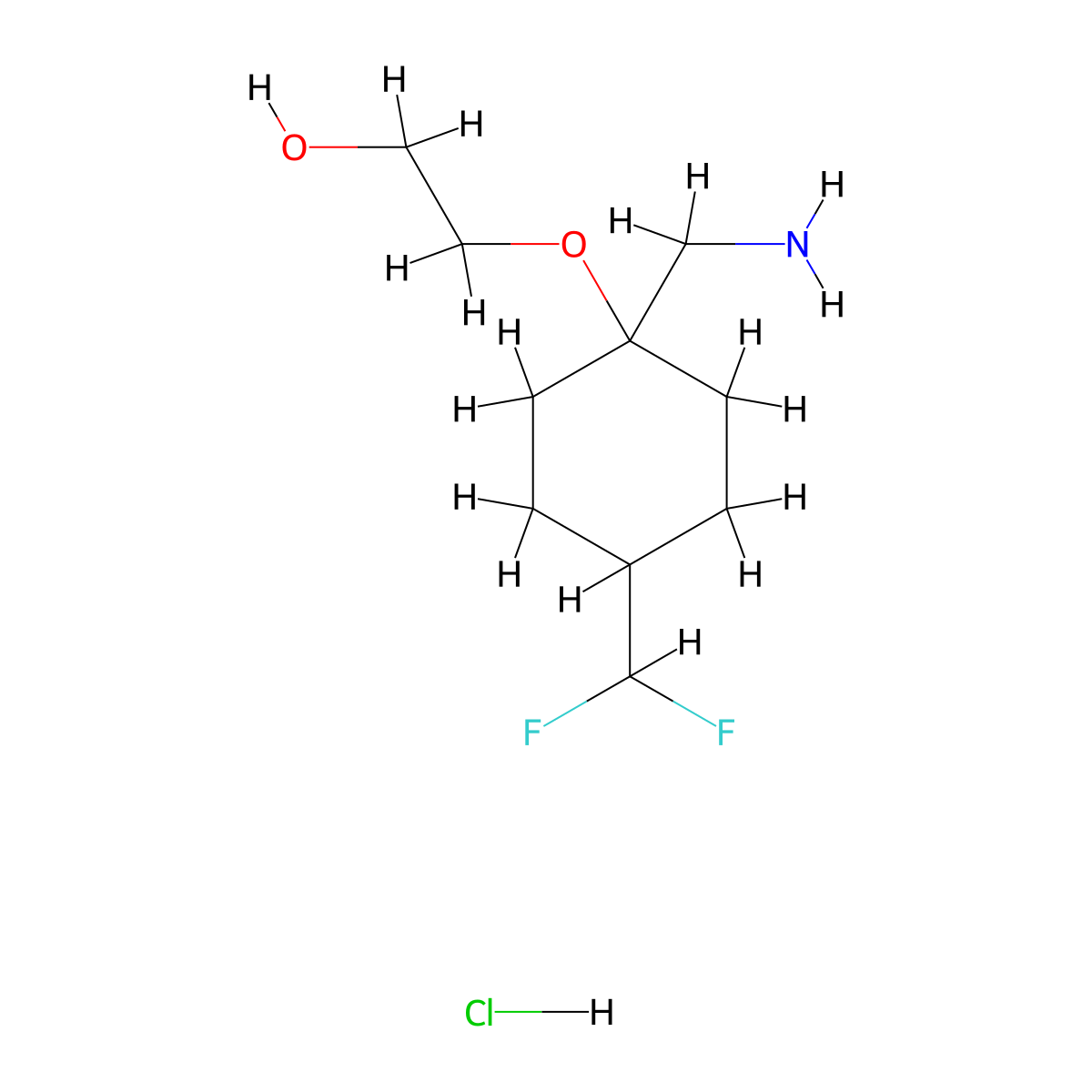 2-{[1-(Aminomethyl)-4-(difluoromethyl)cyclohexyl]oxy}ethan-1-ol hydrochloride molecular structure, CAS 2126160-64-1