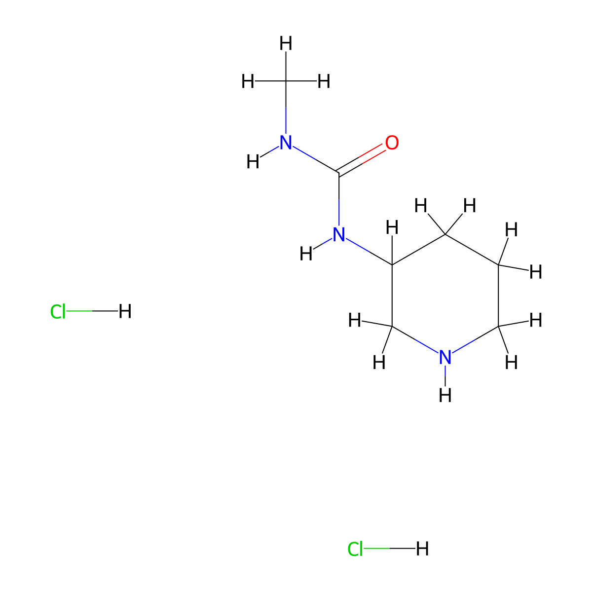 3-Methyl-1-(piperidin-3-yl)urea dihydrochloride molecular structure, CAS 2126160-67-4