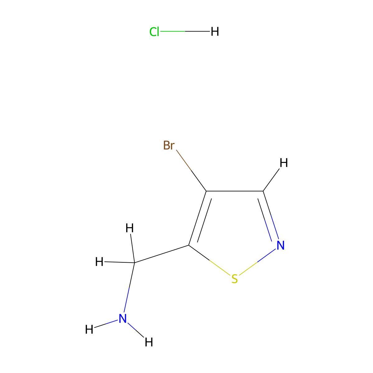 (4-Bromo-1,2-thiazol-5-yl)methanamine hydrochloride molecular structure, CAS 2126160-70-9