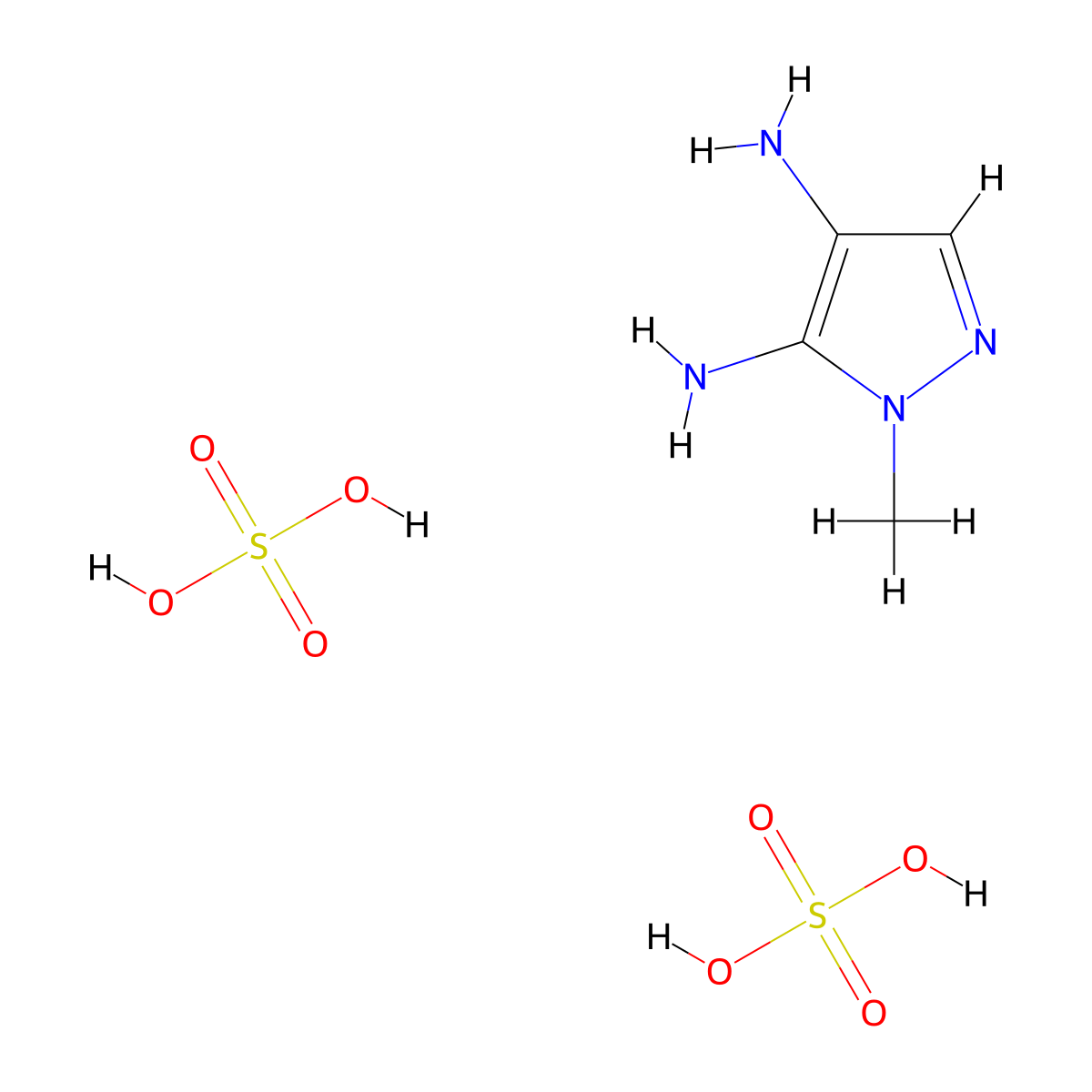 1-Methyl-1H-pyrazole-4,5-diamine bis(sulfate) molecular structure, CAS 2126160-71-0