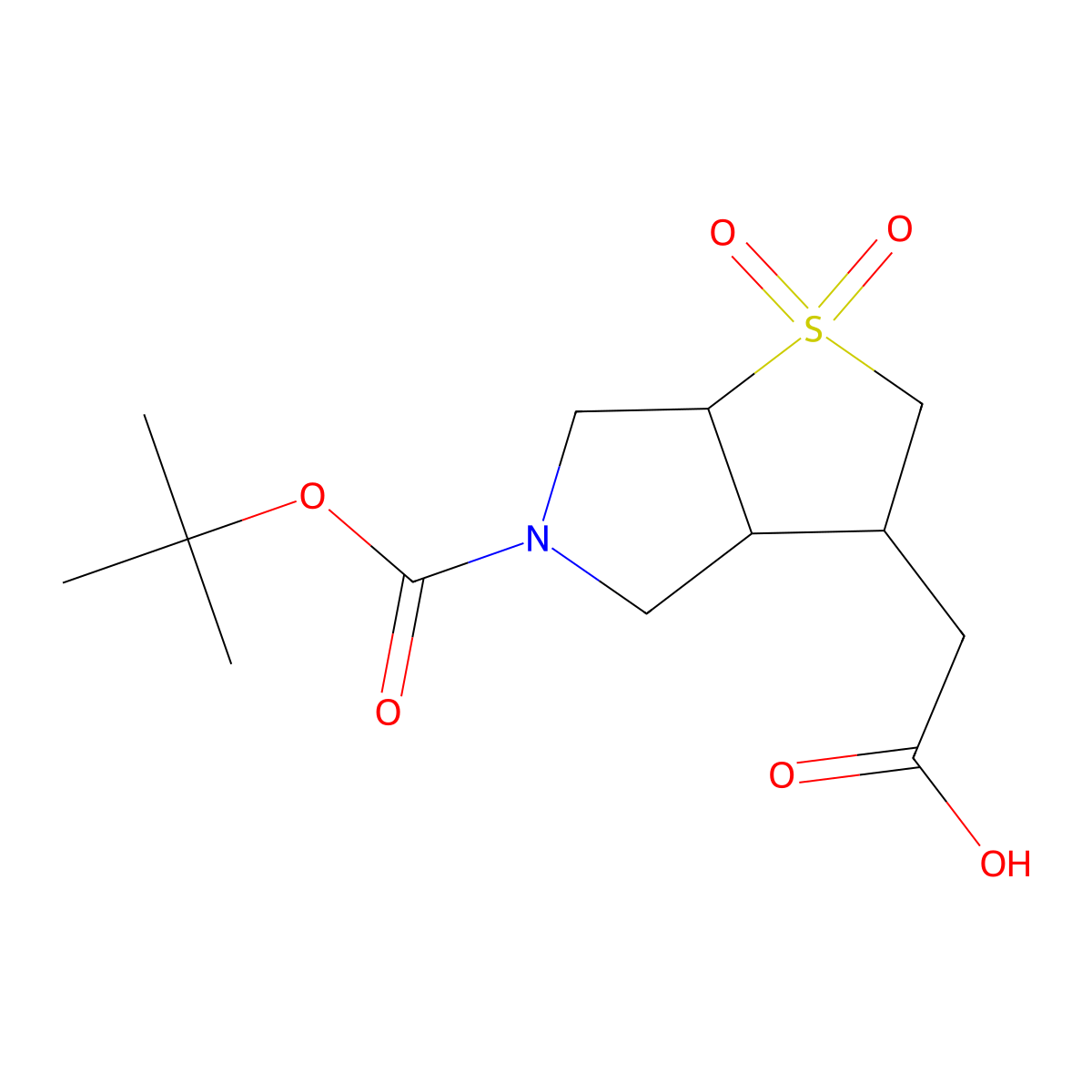 2-(5-((tert-butoxy)carbonyl)-1,1-dioxo-hexahydro-2H-1lambda6-thieno(2,3-c)pyrrol-3-yl)acetic acid molecular structure, CAS 2126160-74-3