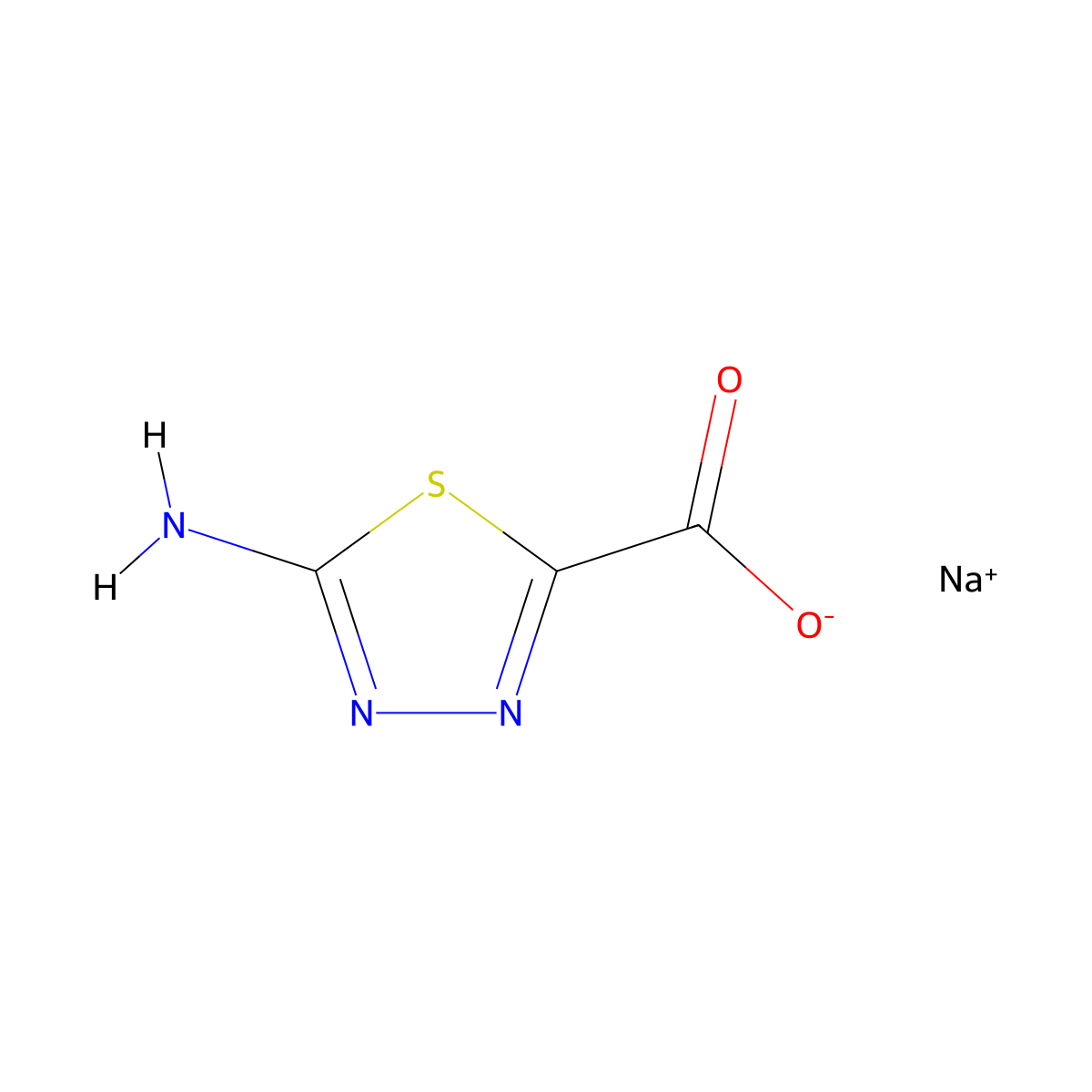 Sodium 5-amino-1,3,4-thiadiazole-2-carboxylate molecular structure, CAS 2126160-80-1