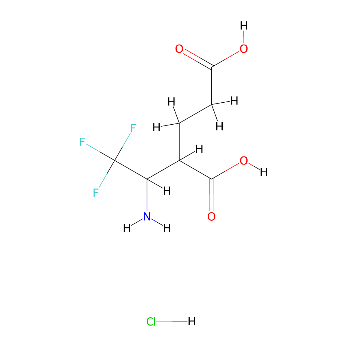 2-(1-Amino-2,2,2-trifluoroethyl)pentanedioic acid hydrochloride molecular structure, CAS 2126160-89-0
