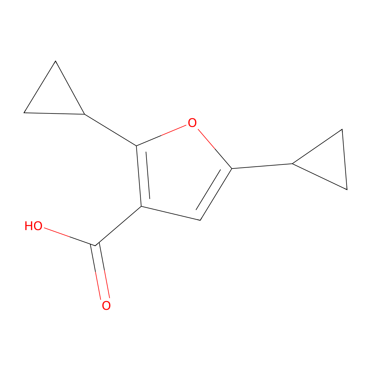 2,5-Dicyclopropylfuran-3-carboxylic acid molecular structure, CAS 2126160-92-5