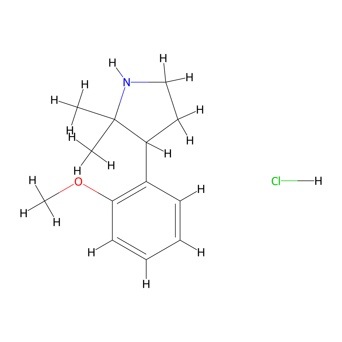 3-(2-Methoxyphenyl)-2,2-dimethylpyrrolidine hydrochloride molecular structure, CAS 2126160-94-7