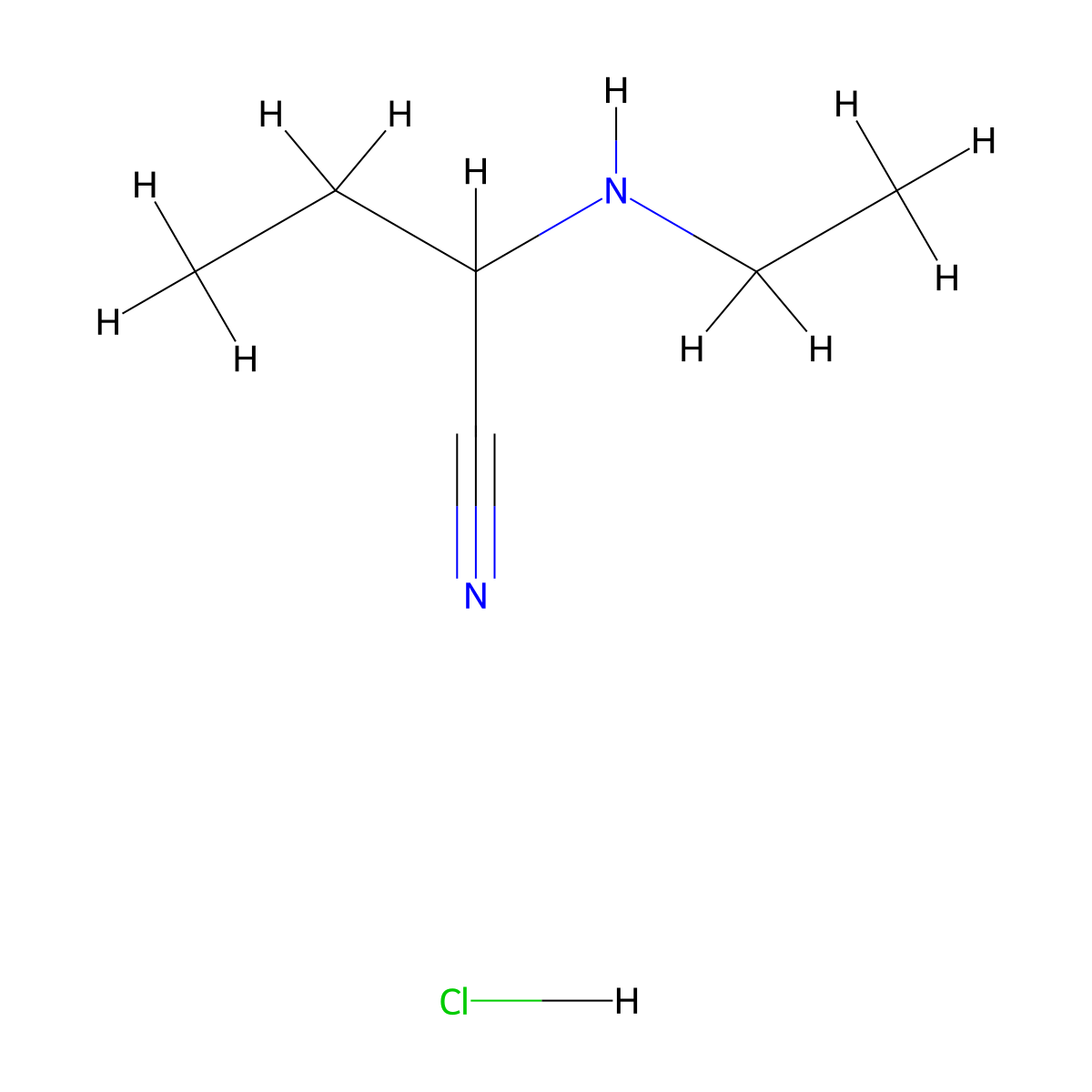 2-(Ethylamino)butanenitrile hydrochloride molecular structure, CAS 2126160-96-9