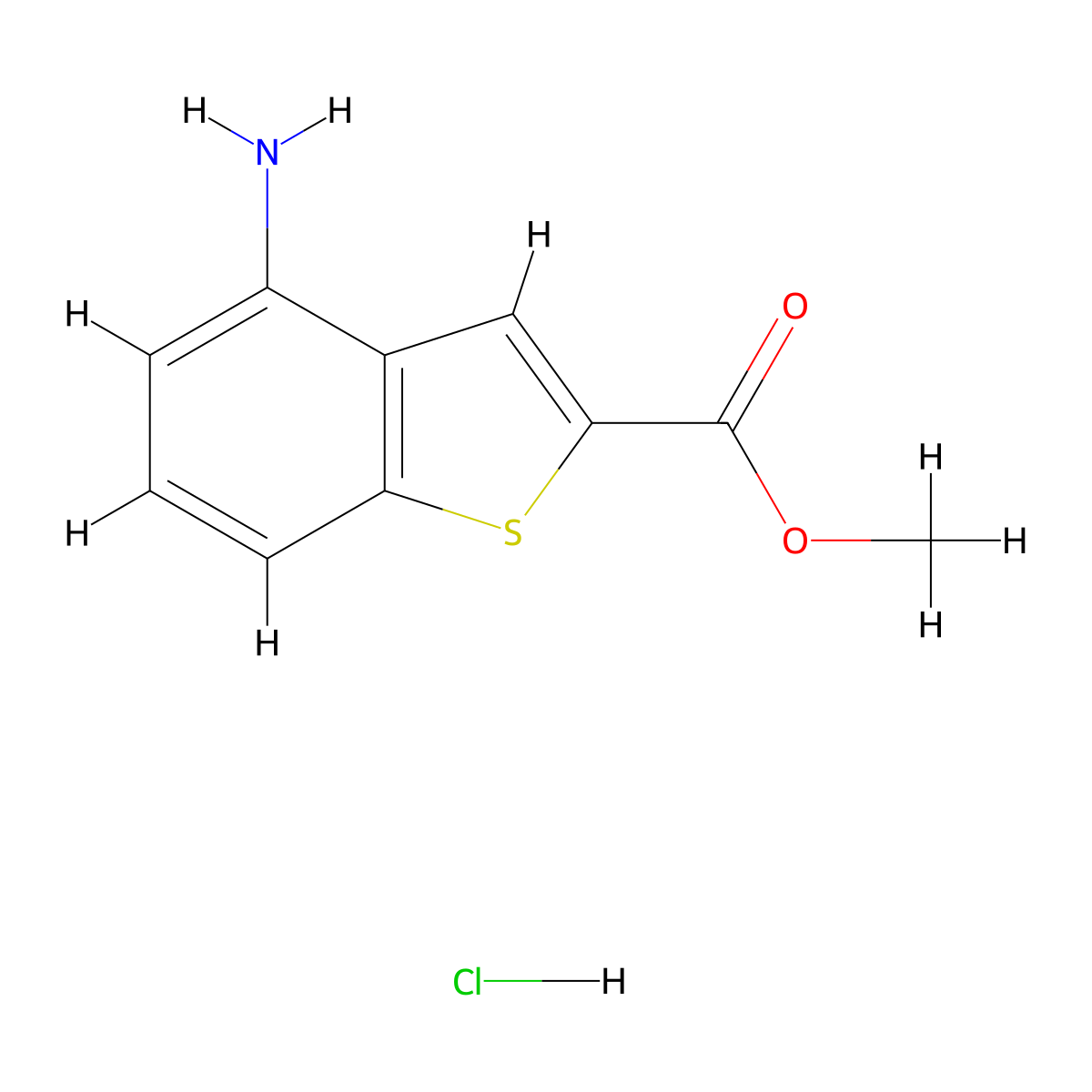 Methyl 4-amino-1-benzothiophene-2-carboxylate hydrochloride molecular structure, CAS 2126161-01-9