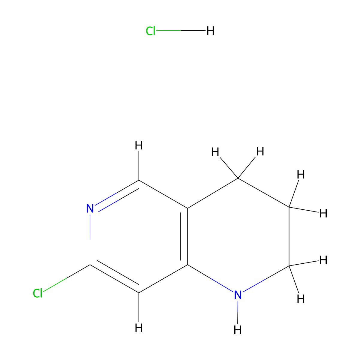 7-Chloro-1,2,3,4-tetrahydro-1,6-naphthpyridine hydrochloride molecular structure, CAS 2126161-08-6