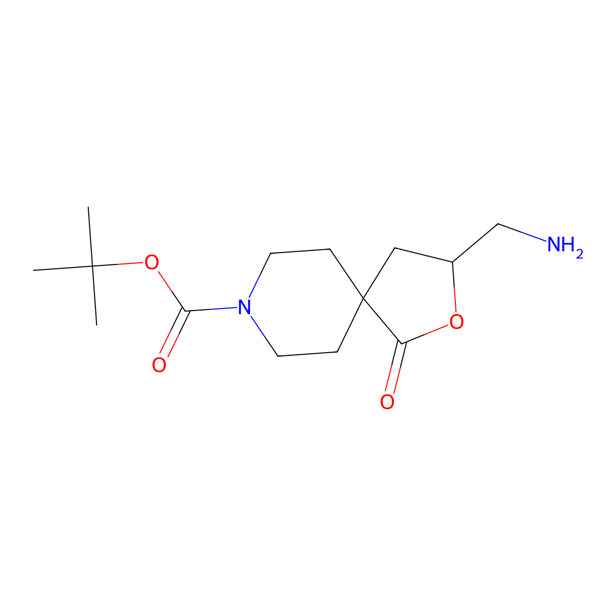 Tert-butyl 3-(aminomethyl)-1-oxo-2-oxa-8-azaspiro[4.5]decane-8-carboxylate molecular structure, CAS 2126161-13-3
