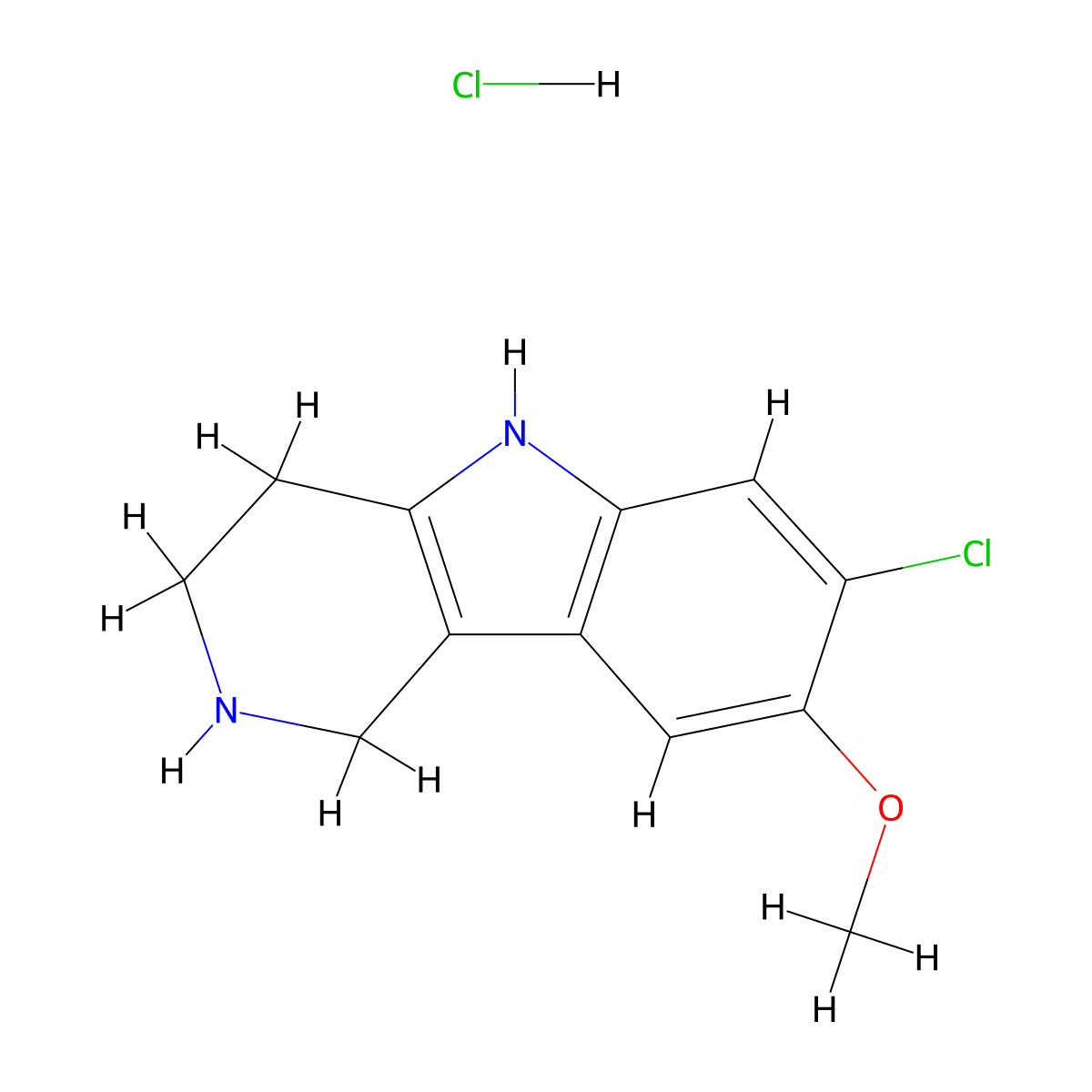 7-chloro-8-methoxy-2,3,4,5-tetrahydro-1H-pyrido[4,3-b]indole hydrochloride molecular structure, CAS 2126161-19-9