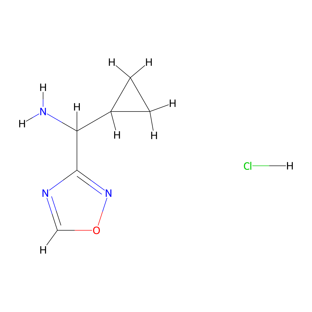 Cyclopropyl(1,2,4-oxadiazol-3-yl)methanamine hydrochloride molecular structure, CAS 2126161-20-2