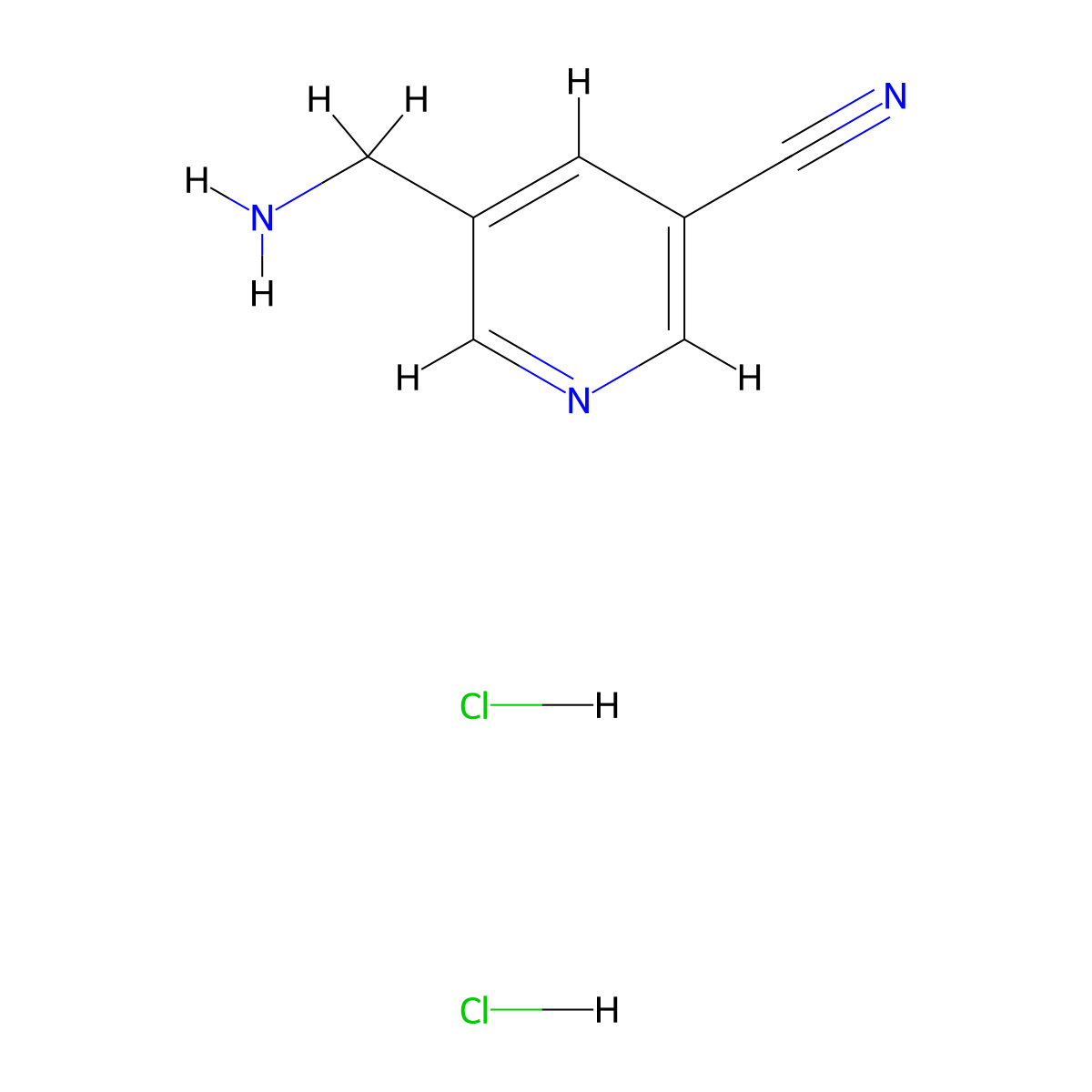 5-(Aminomethyl)pyridine-3-carbonitrile dihydrochloride molecular structure, CAS 2126161-24-6