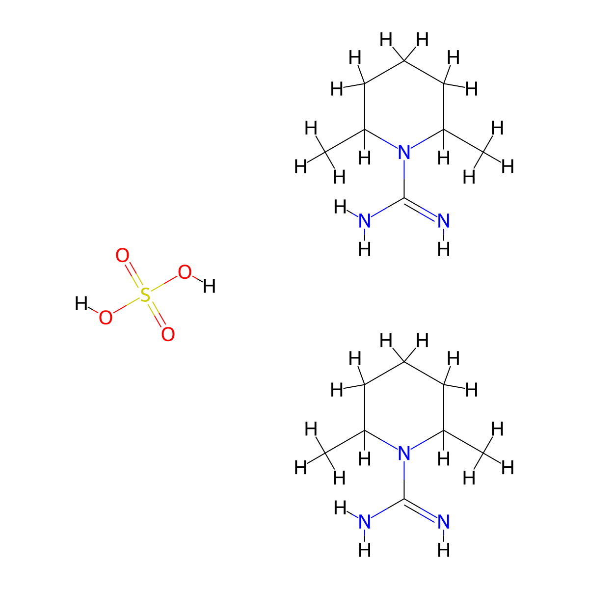 Bis(2,6-dimethylpiperidine-1-carboximidamide); sulfuric acid molecular structure, CAS 2126161-26-8