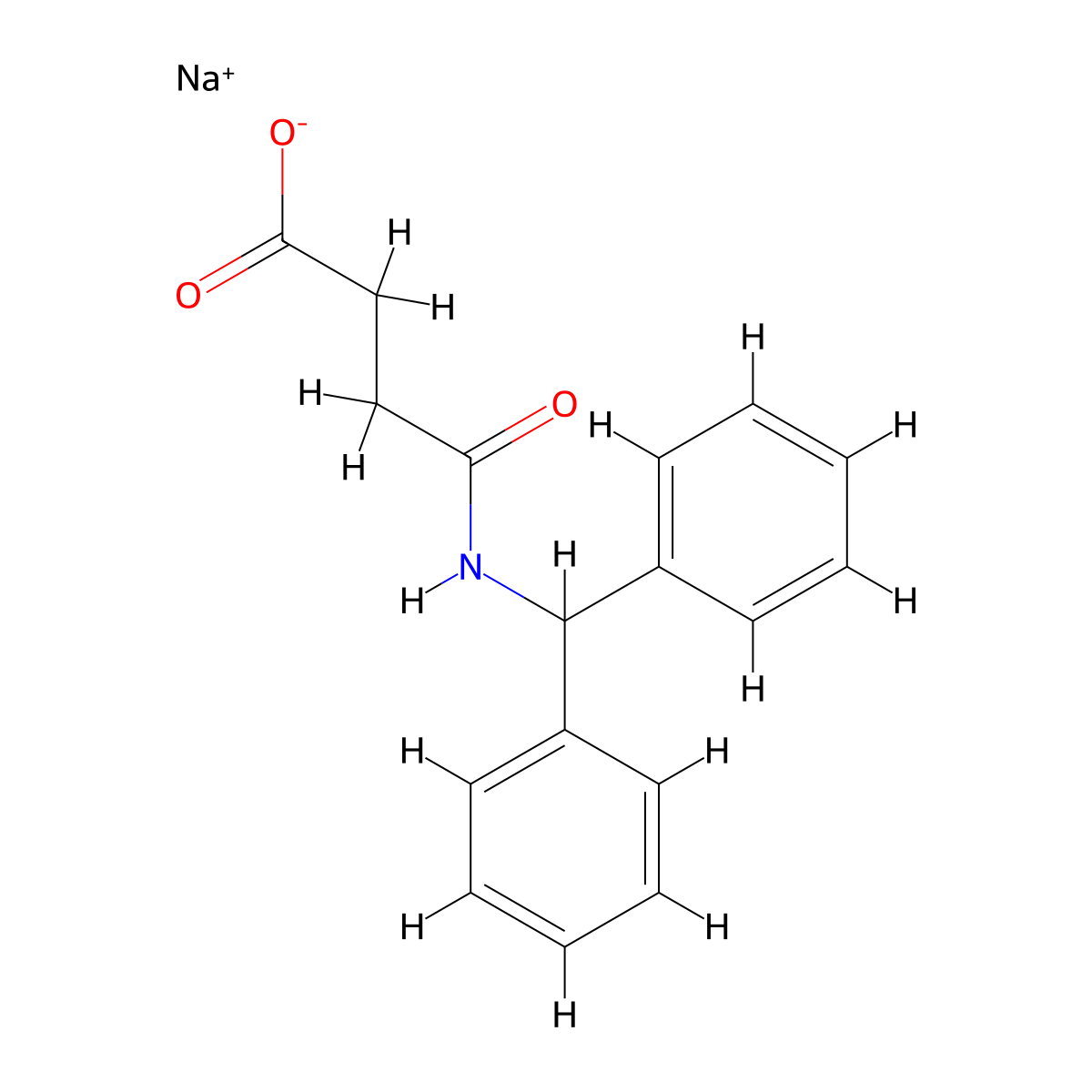Sodium 3-[(diphenylmethyl)carbamoyl]propanoate molecular structure, CAS 2126161-32-6
