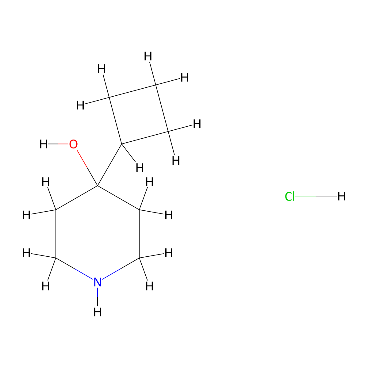 4-Cyclobutylpiperidin-4-ol hydrochloride molecular structure, CAS 2126161-41-7