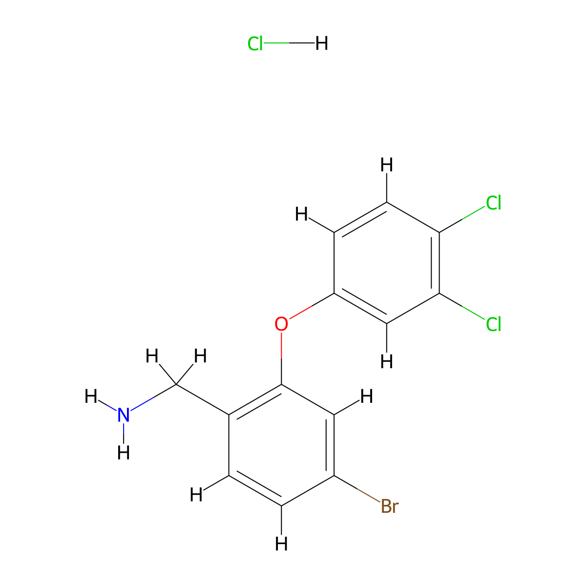 [4-Bromo-2-(3,4-dichlorophenoxy)phenyl]methanamine hydrochloride molecular structure, CAS 2126161-44-0