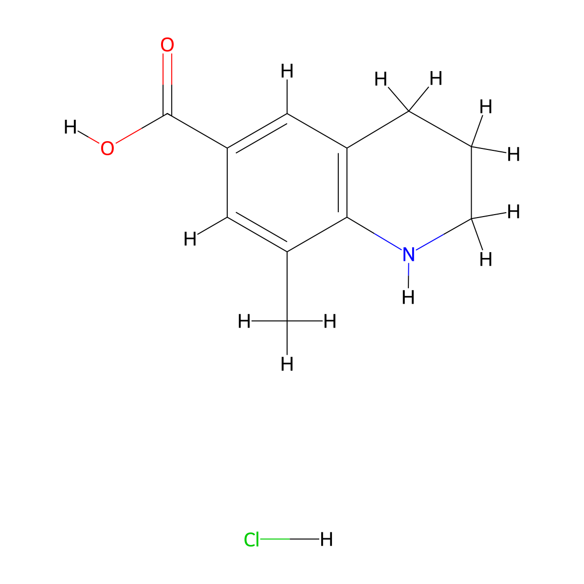 8-Methyl-1,2,3,4-tetrahydroquinoline-6-carboxylic acid hydrochloride molecular structure, CAS 2126161-46-2