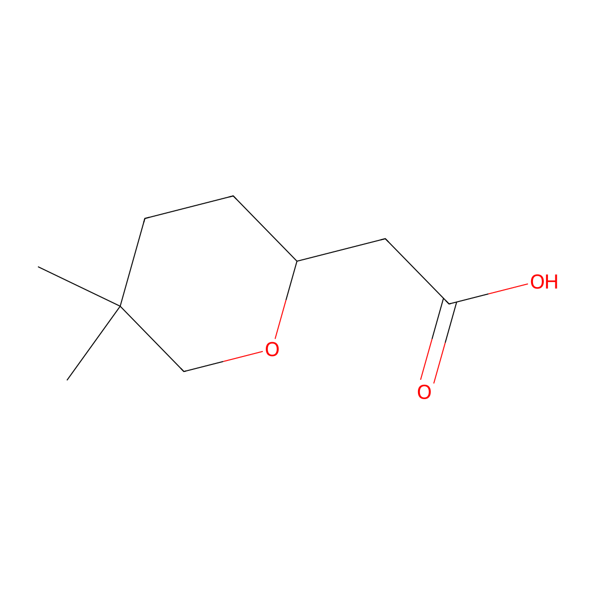 2-(5,5-Dimethyloxan-2-yl)acetic acid molecular structure, CAS 2126161-49-5