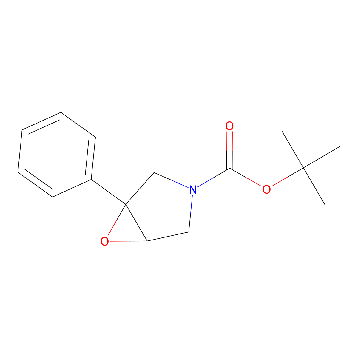 Tert-butyl 1-phenyl-6-oxa-3-azabicyclo(3.1.0)hexane-3-carboxylate molecular structure, CAS 2126161-57-5