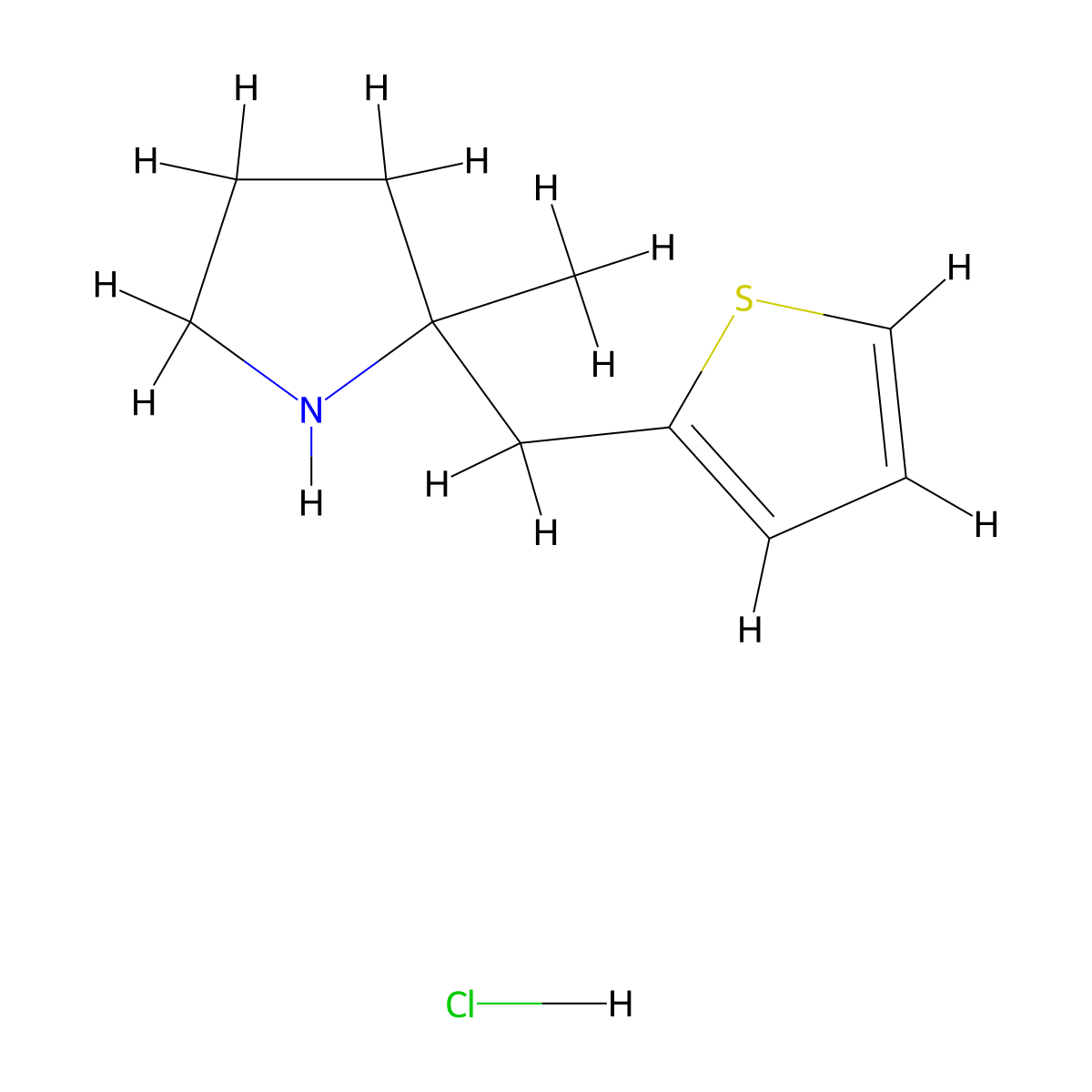 2-Methyl-2-[(thiophen-2-yl)methyl]pyrrolidine hydrochloride molecular structure, CAS 2126161-69-9