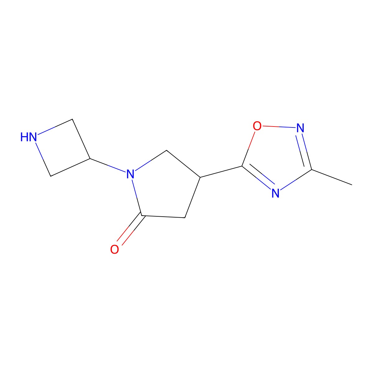 1-(Azetidin-3-yl)-4-(3-methyl-1,2,4-oxadiazol-5-yl)pyrrolidin-2-one molecular structure, CAS 2126161-75-7