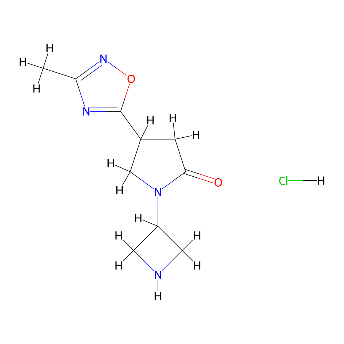 1-(Azetidin-3-yl)-4-(3-methyl-1,2,4-oxadiazol-5-yl)pyrrolidin-2-one hydrochloride molecular structure, CAS 2126161-76-8