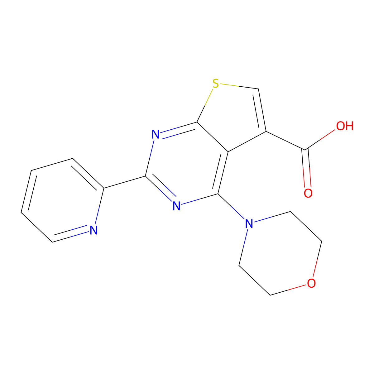 4-(Morpholin-4-yl)-2-(pyridin-2-yl)thieno[2,3-d]pyrimidine-5-carboxylic acid molecular structure, CAS 2126161-77-9