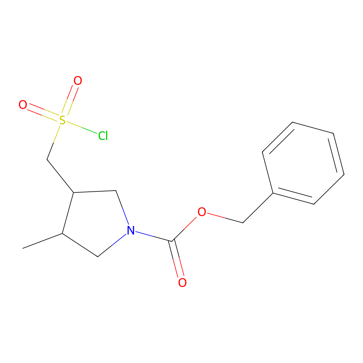 Benzyl 3-[(chlorosulfonyl)methyl]-4-methylpyrrolidine-1-carboxylate molecular structure, CAS 2126161-78-0