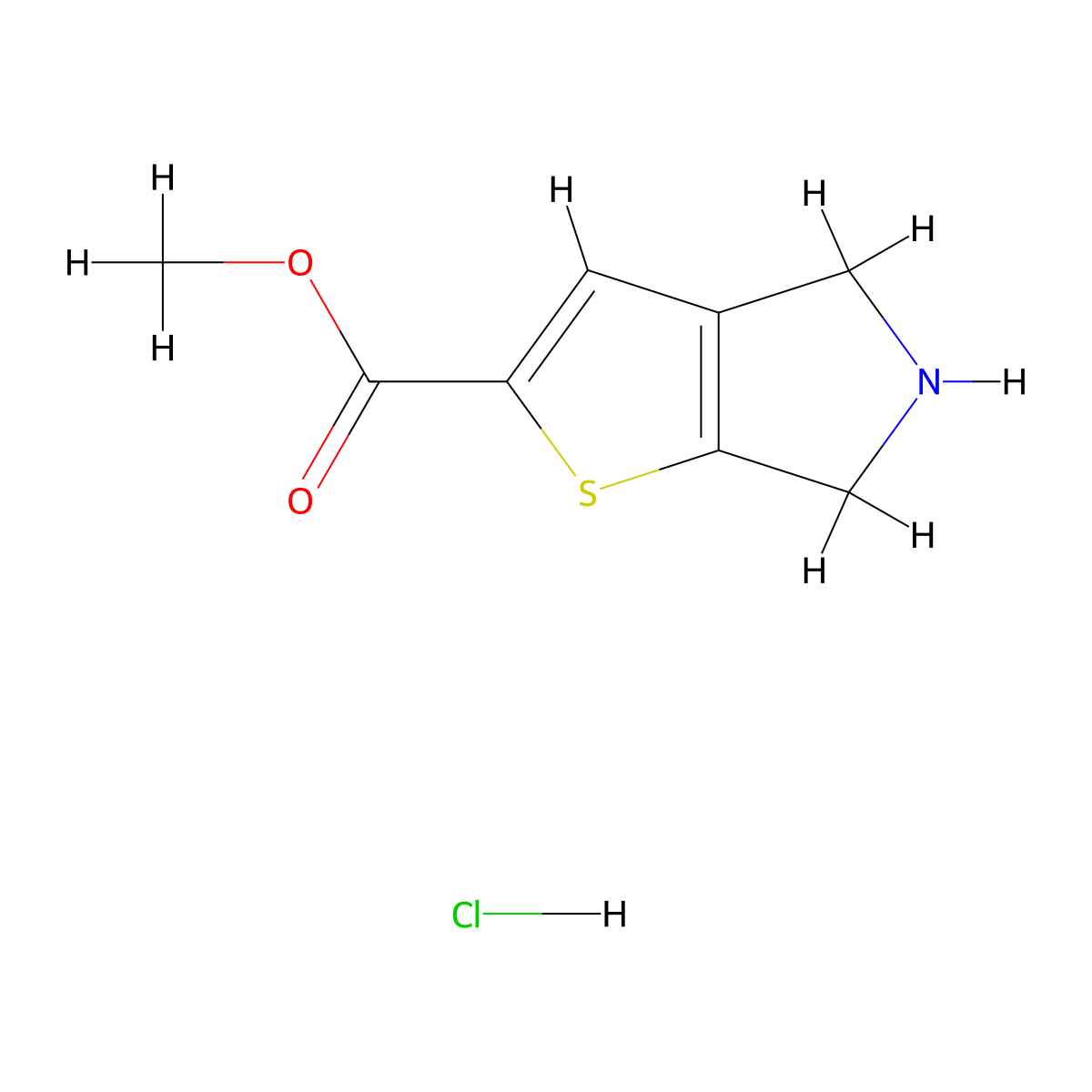 methyl 4H,5H,6H-thieno[2,3-c]pyrrole-2-carboxylate hydrochloride molecular structure, CAS 2126161-81-5