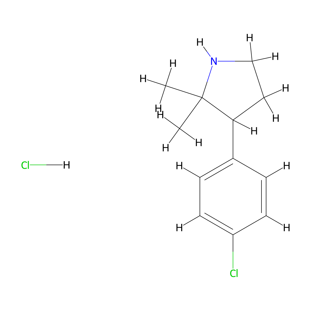 3-(4-Chlorophenyl)-2,2-dimethylpyrrolidine hydrochloride molecular structure, CAS 2126161-84-8