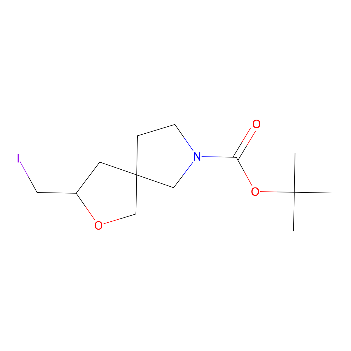 Tert-butyl 3-(iodomethyl)-2-oxa-7-azaspiro[4.4]nonane-7-carboxylate molecular structure, CAS 2126161-89-3