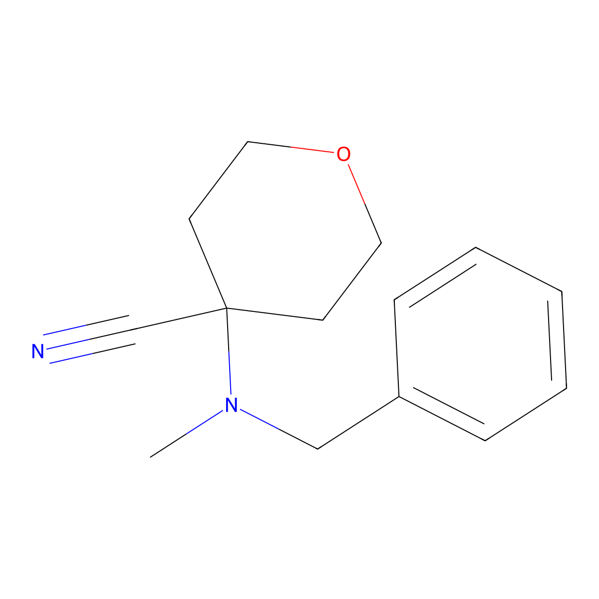 4-[Benzyl(methyl)amino]oxane-4-carbonitrile molecular structure, CAS 2126161-92-8