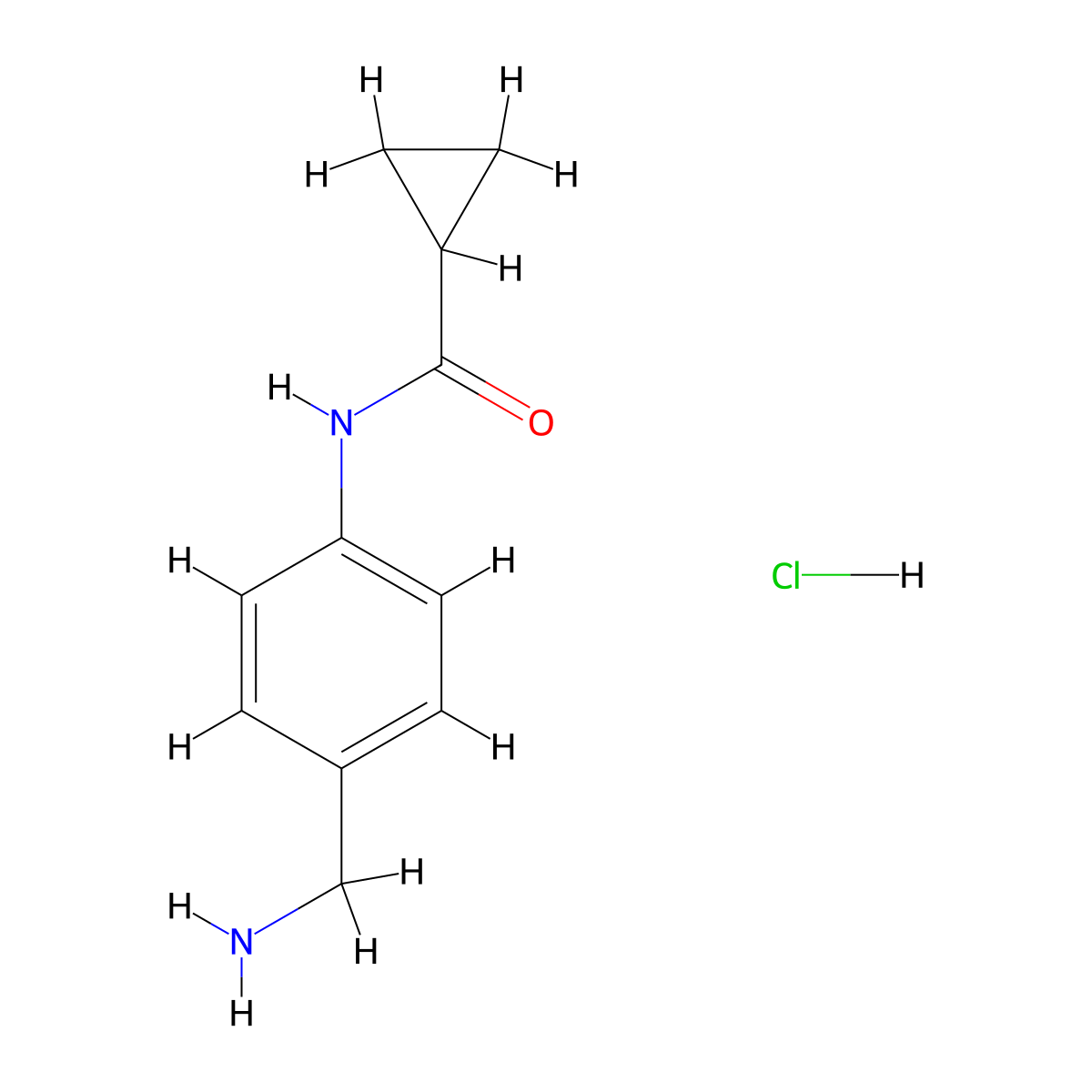 N-[4-(aminomethyl)phenyl]cyclopropanecarboxamide hydrochloride molecular structure, CAS 2126161-93-9