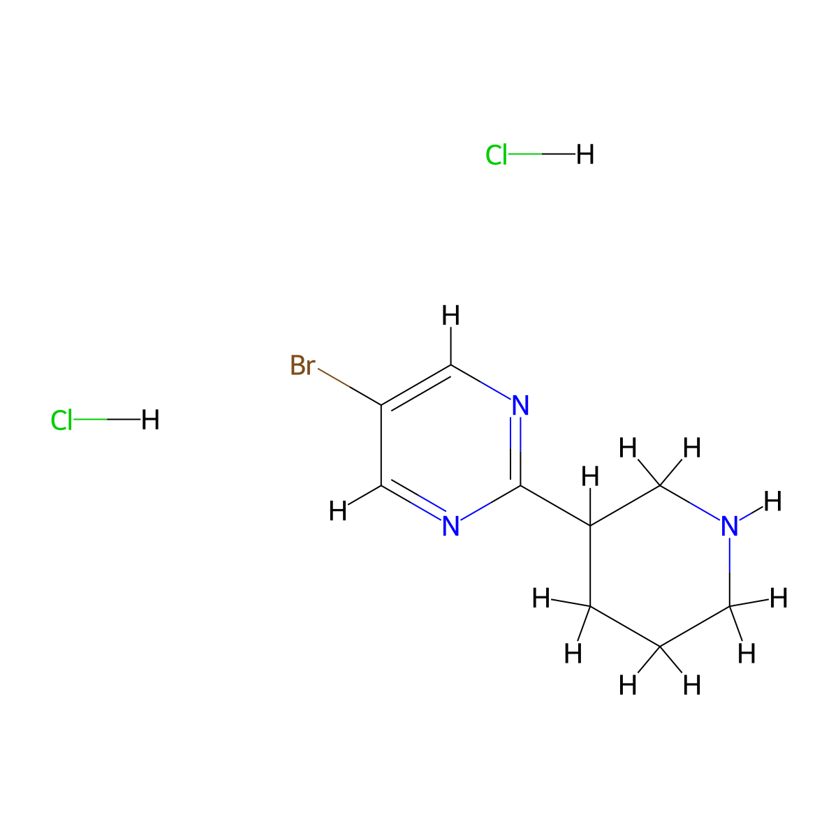 5-Bromo-2-(piperidin-3-yl)pyrimidine dihydrochloride molecular structure, CAS 2126161-96-2