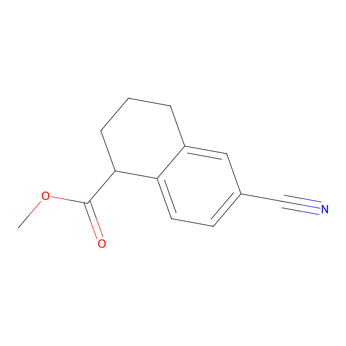 Methyl 6-cyano-1,2,3,4-tetrahydronaphthalene-1-carboxylate molecular structure, CAS 2126161-98-4