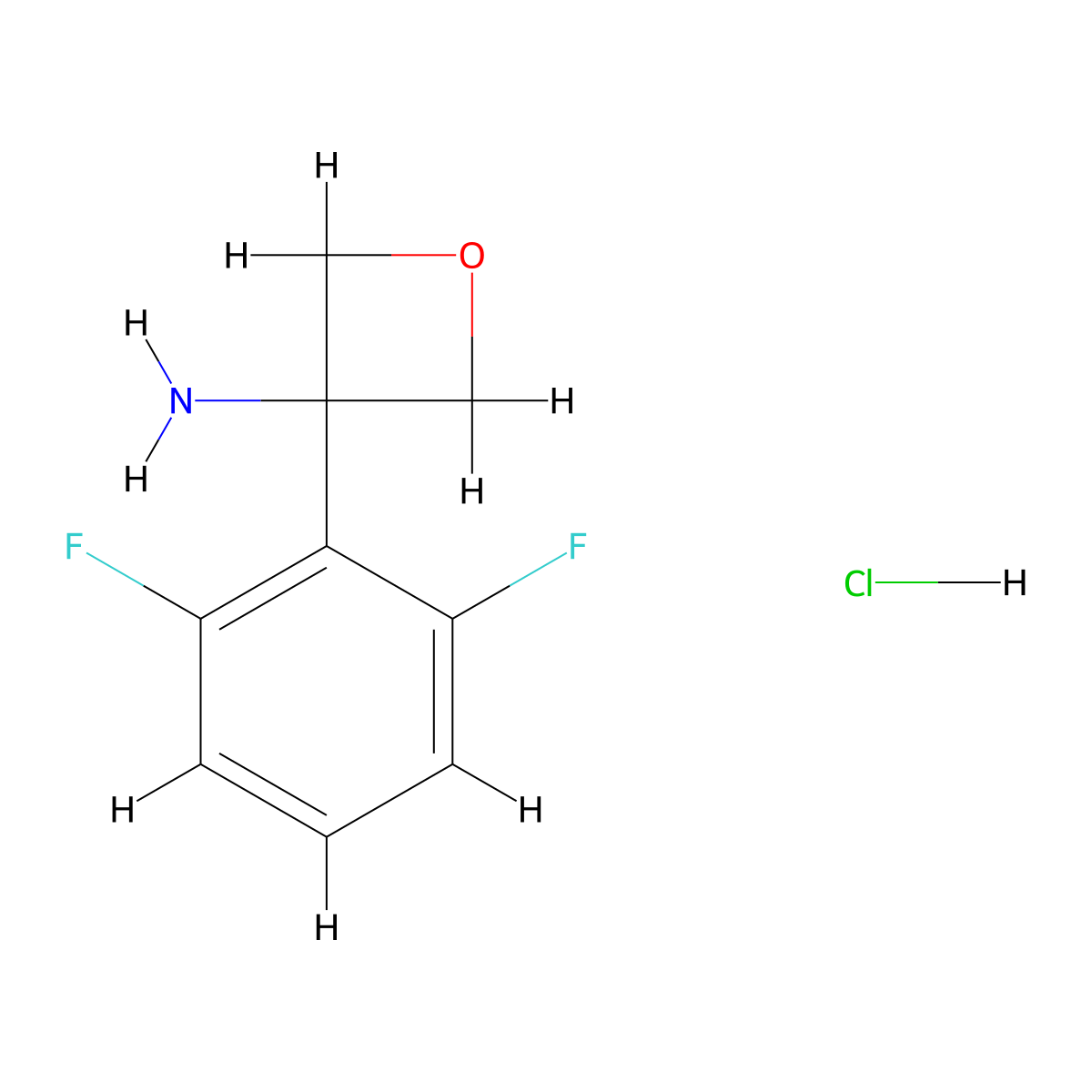 3-(2,6-Difluorophenyl)oxetan-3-amine hydrochloride molecular structure, CAS 2126162-03-4