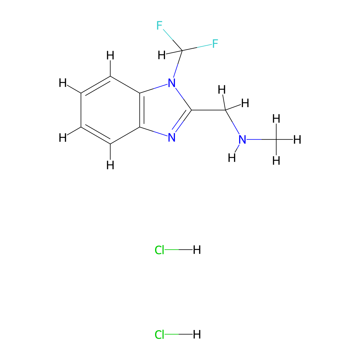 {[1-(difluoromethyl)-1H-1,3-benzodiazol-2-yl]methyl}(methyl)amine dihydrochloride molecular structure, CAS 2126162-05-6