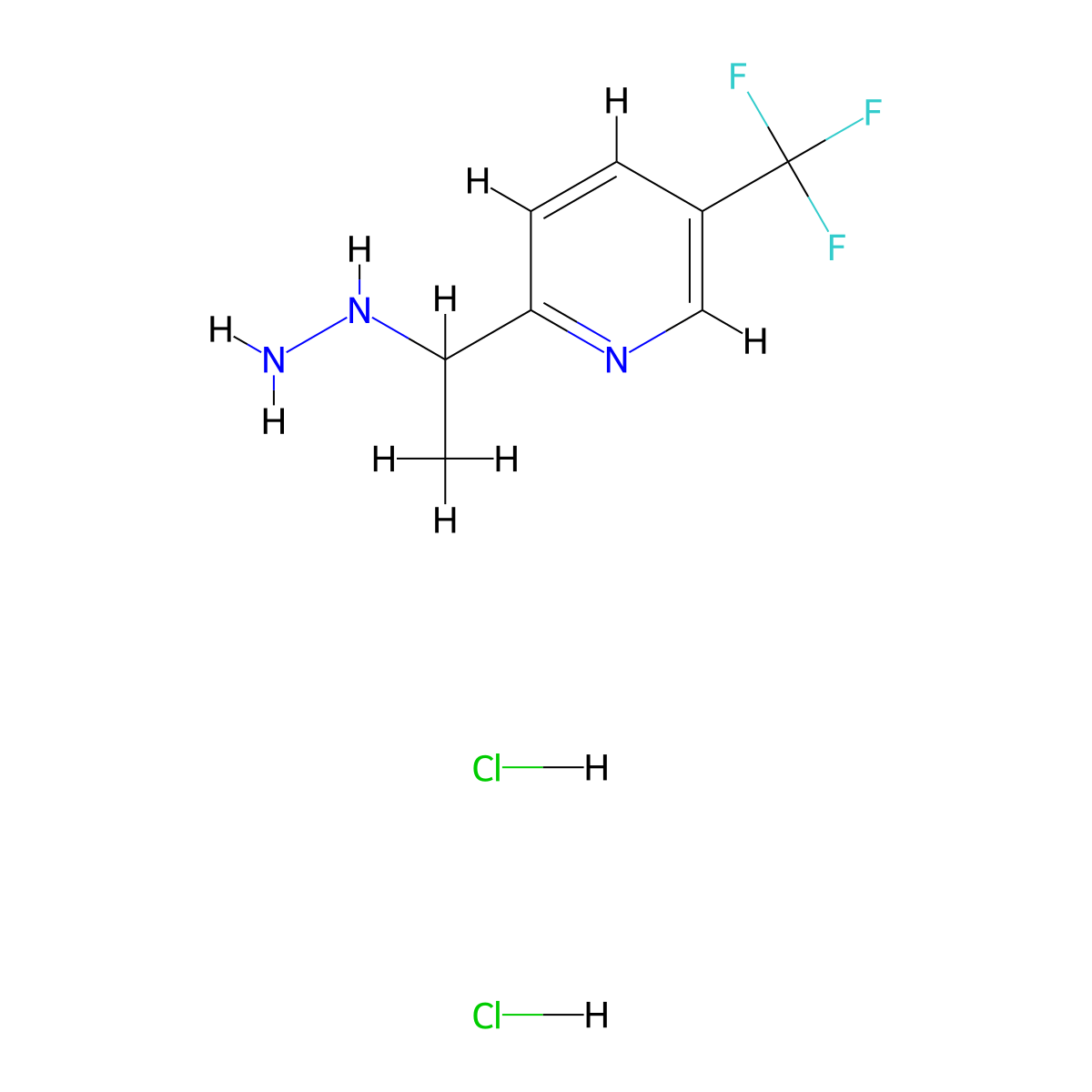 2-(1-Hydrazinylethyl)-5-(trifluoromethyl)pyridine dihydrochloride molecular structure, CAS 2126162-06-7