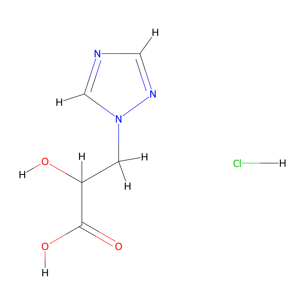 2-hydroxy-3-(1H-1,2,4-triazol-1-yl)propanoic acid hydrochloride molecular structure, CAS 2126162-19-2