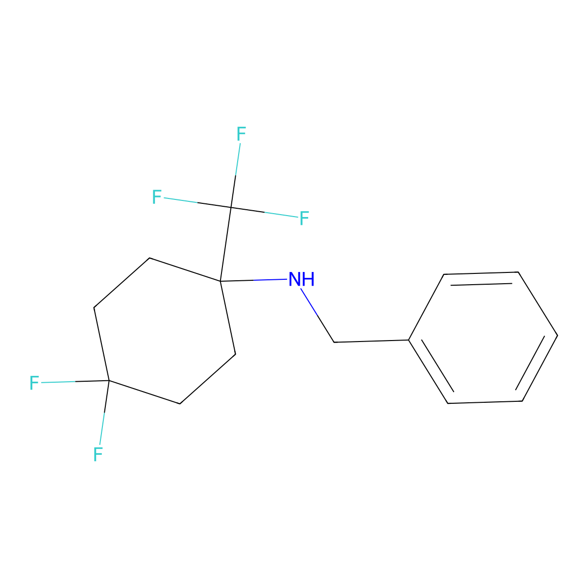 N-benzyl-4,4-difluoro-1-(trifluoromethyl)cyclohexan-1-amine molecular structure, CAS 2126162-21-6