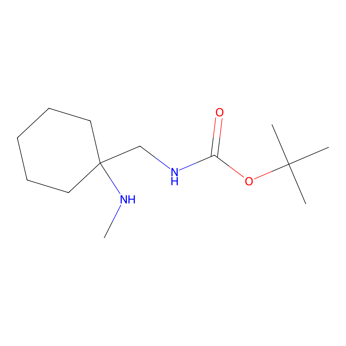 tert-butyl N-((1-(methylamino)cyclohexyl)methyl)carbamate molecular structure, CAS 2126162-23-8
