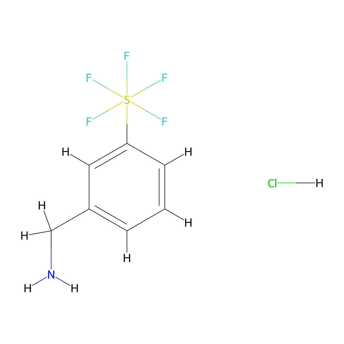 [3-(Pentafluoro-lambda6-sulfanyl)phenyl]methanamine hydrochloride molecular structure, CAS 2126162-31-8