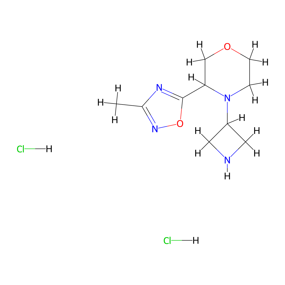 4-(Azetidin-3-yl)-3-(3-methyl-1,2,4-oxadiazol-5-yl)morpholine dihydrochloride molecular structure, CAS 2126162-34-1