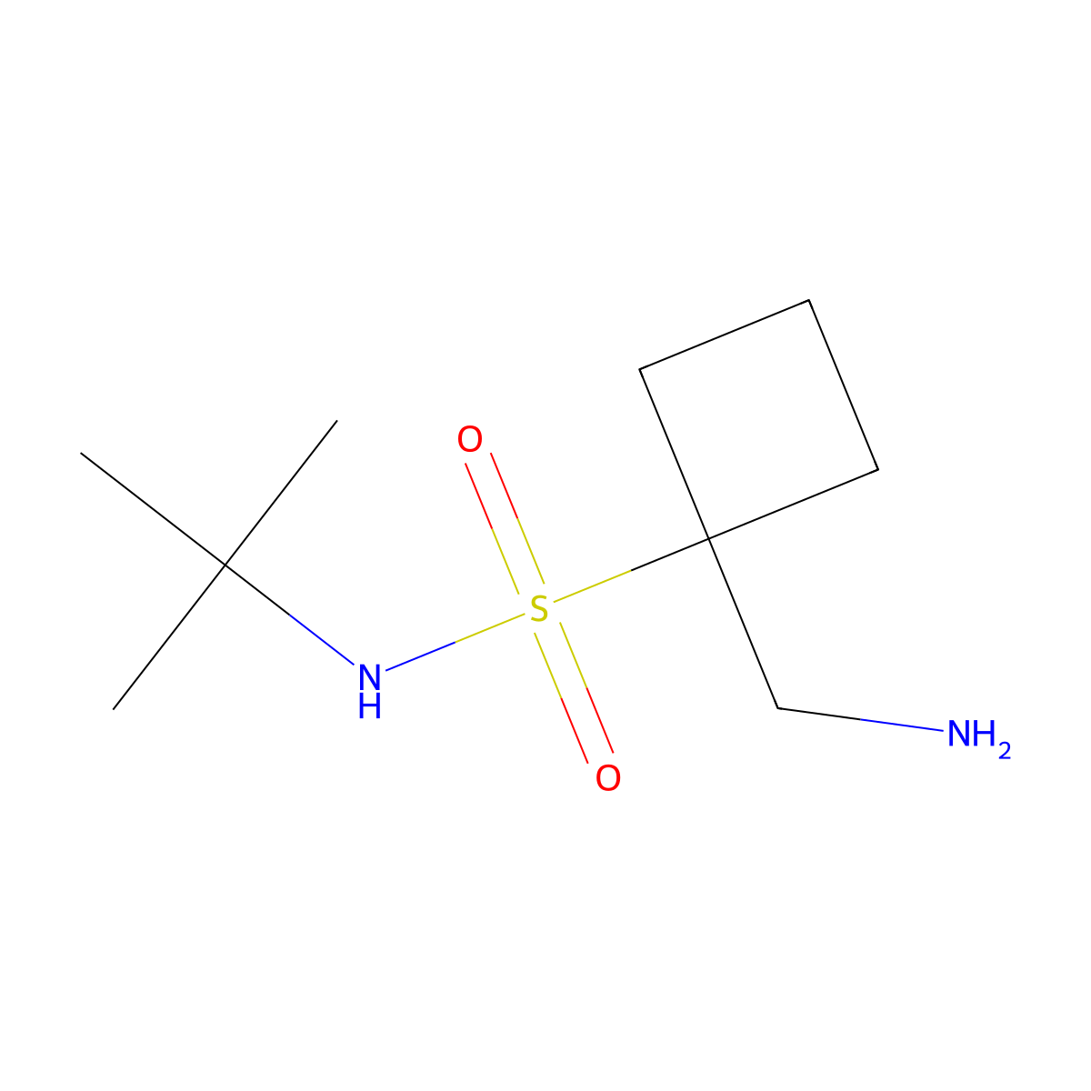1-(aminomethyl)-N-tert-butylcyclobutane-1-sulfonamide molecular structure, CAS 2126162-36-3