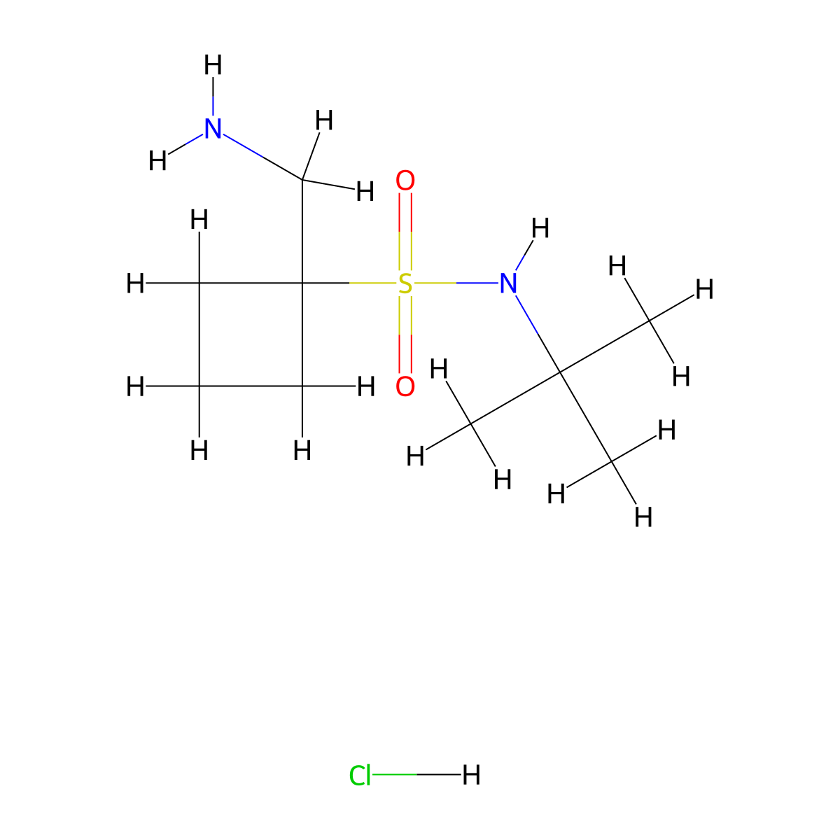 1-(Aminomethyl)-N-tert-butylcyclobutane-1-sulfonamide hydrochloride molecular structure, CAS 2126162-37-4