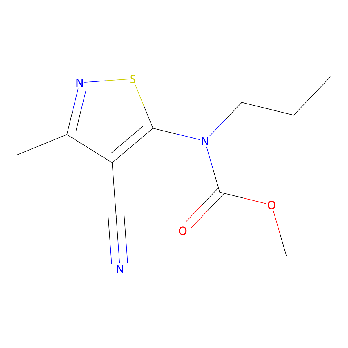 Methyl N-(4-cyano-3-methyl-1,2-thiazol-5-yl)-N-propylcarbamate molecular structure, CAS 2126162-39-6