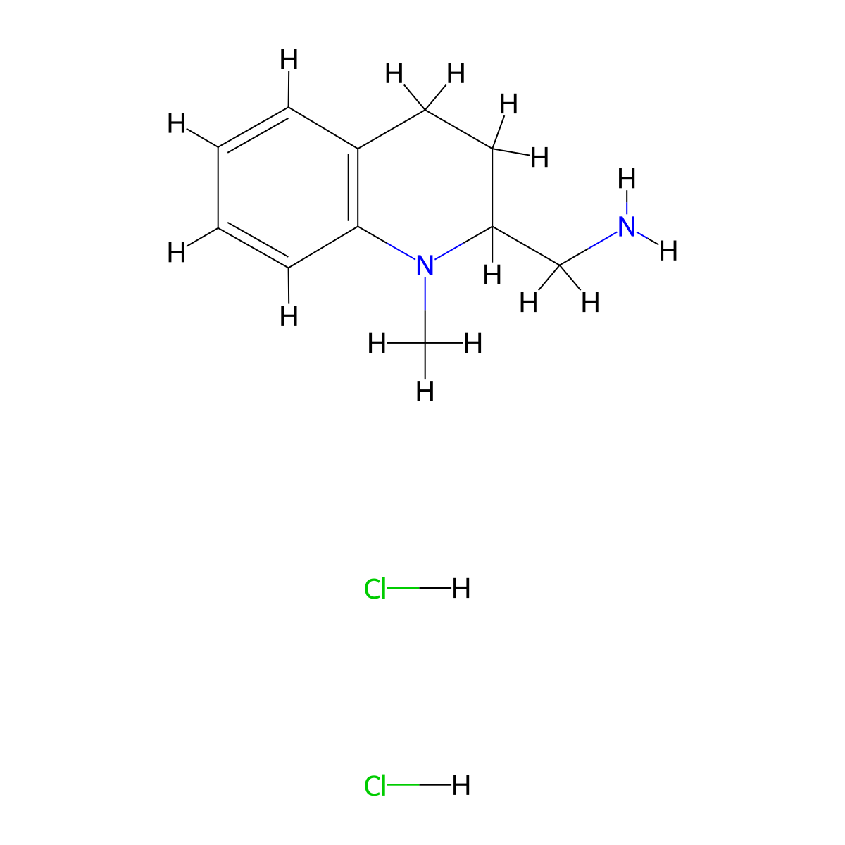 (1-Methyl-1,2,3,4-tetrahydroquinolin-2-yl)methanamine dihydrochloride molecular structure, CAS 2126162-42-1