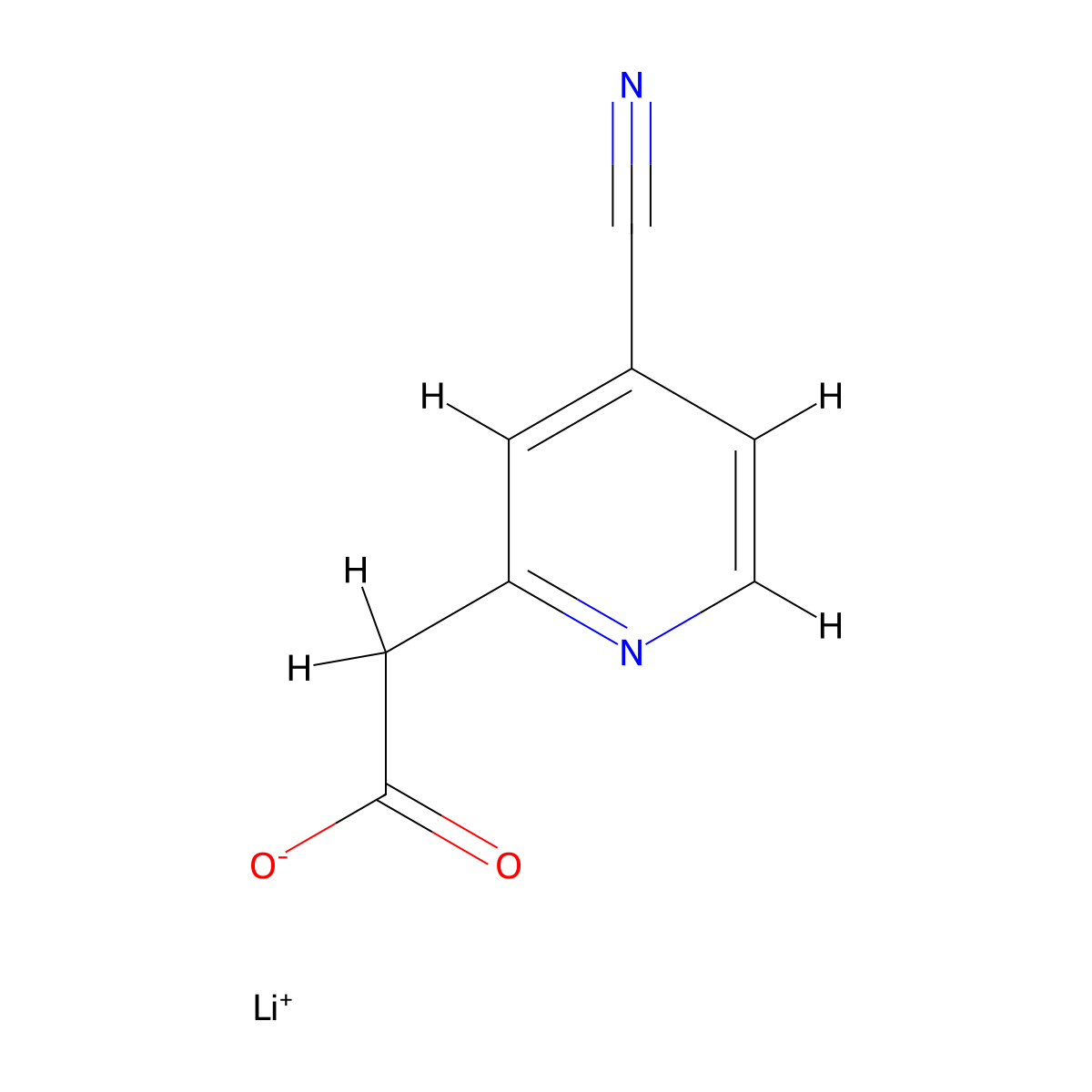 Lithium(1+) ion 2-(4-cyanopyridin-2-yl)acetate molecular structure, CAS 2126162-51-2