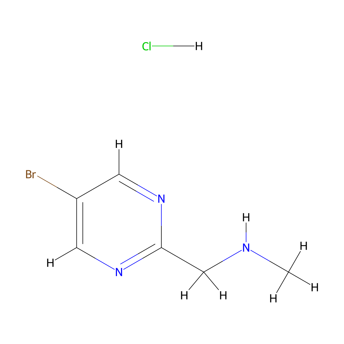 [(5-Bromopyrimidin-2-yl)methyl](methyl)amine hydrochloride molecular structure, CAS 2126162-53-4